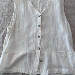 Cut Loose White Linen Vest XL